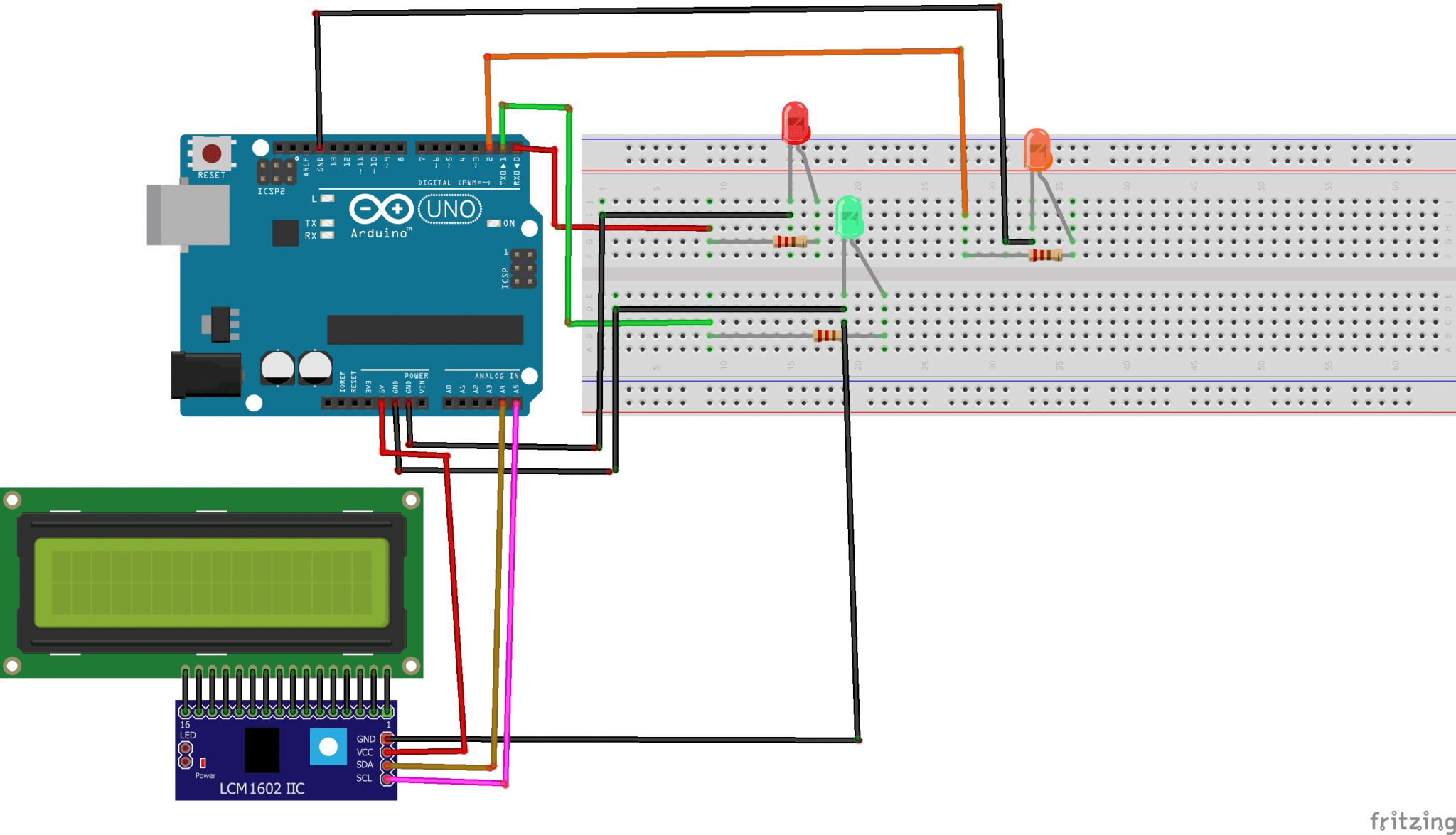 Traffic Light With Lcd Display Controlled By Arduino