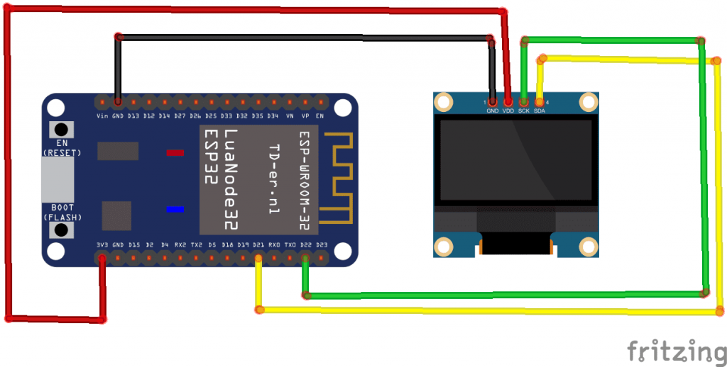 Display a text on the SSD1306 display with ESP32